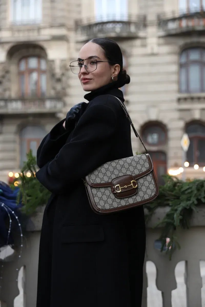 Сумка жіноча Gucci Horsebit 1955 Shoulder Bag Grey/Brown копія 1:1 — фото 7