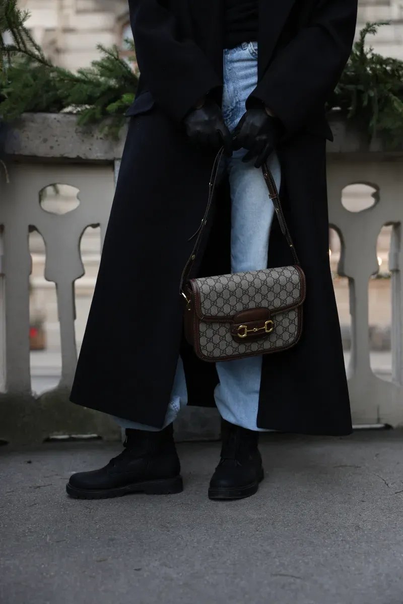 Сумка жіноча Gucci Horsebit 1955 Shoulder Bag Grey/Brown копія 1:1 — фото 8
