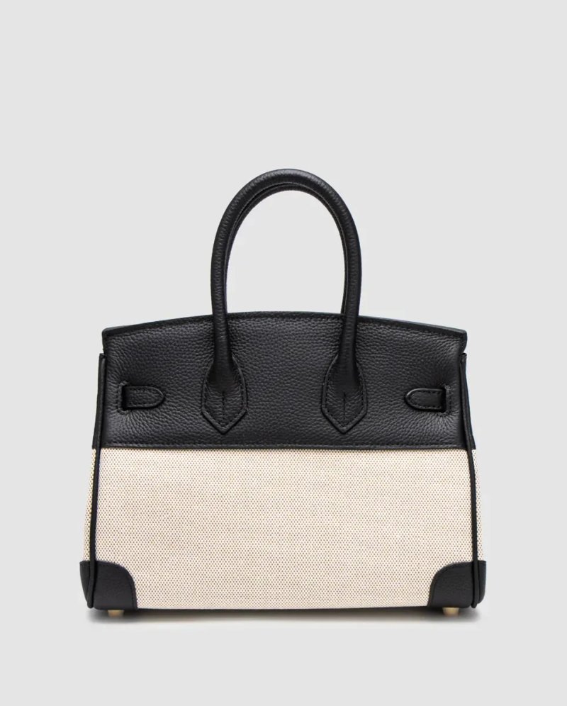 Сумка жіноча Hermes Birkin 25 Black/Canvas копія 1:1 — фото 3