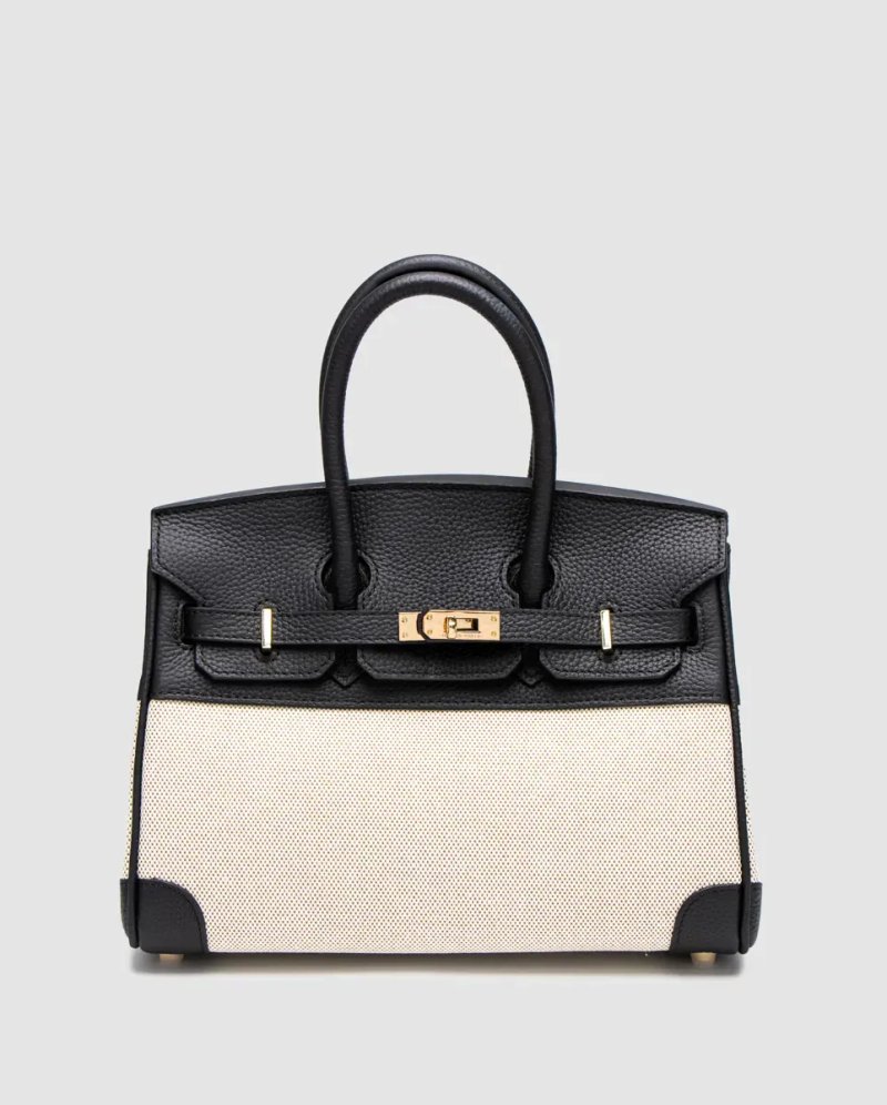 Сумка жіноча Hermes Birkin 25 Black/Canvas копія 1:1 — фото 2