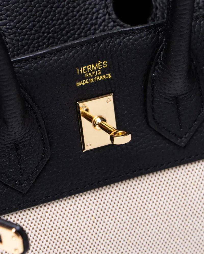 Сумка жіноча Hermes Birkin 25 Black/Canvas копія 1:1 — фото 4