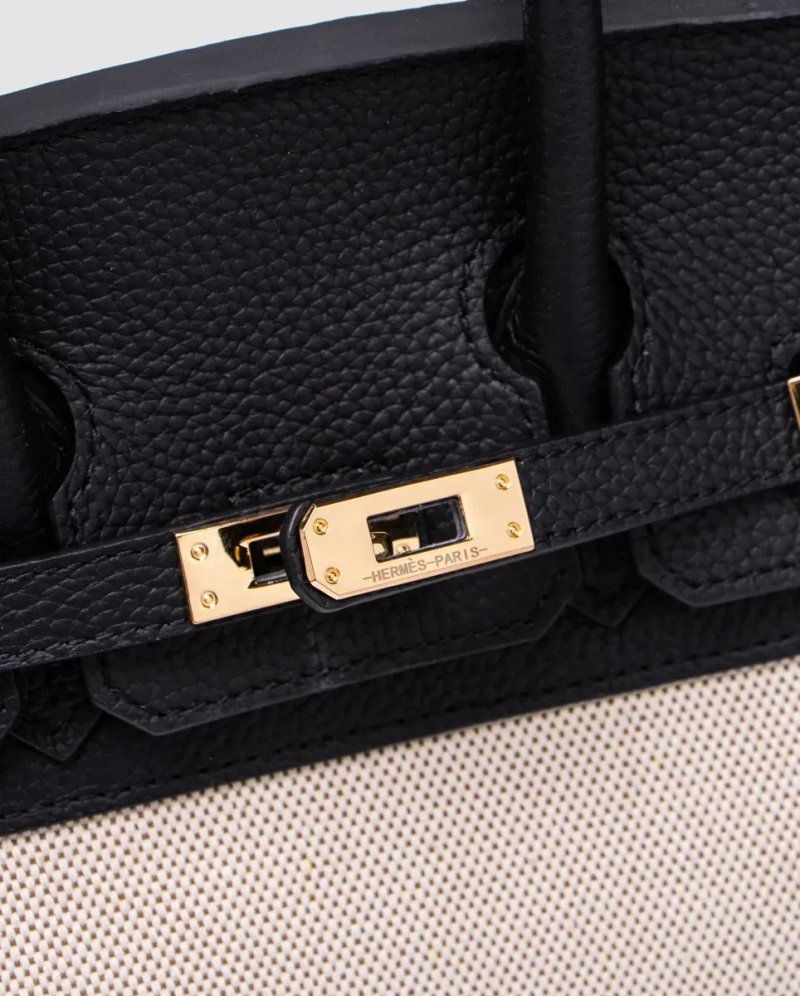 Сумка жіноча Hermes Birkin 25 Black/Canvas копія 1:1 — фото 6