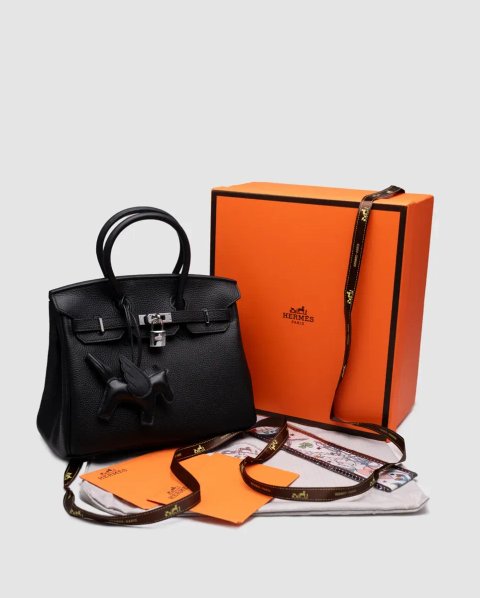 Сумка жіноча Hermes Birkin 25 Black/Silver копія 1:1