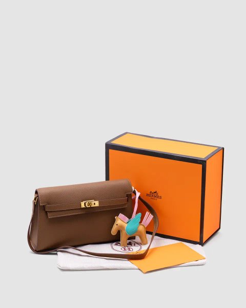 Сумка жіноча Hermes Kelly Pochette Brown/Gold копія 1:1