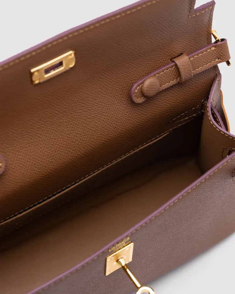 Сумка жіноча Hermes Kelly Pochette Brown/Gold копія 1:1 — фото 4
