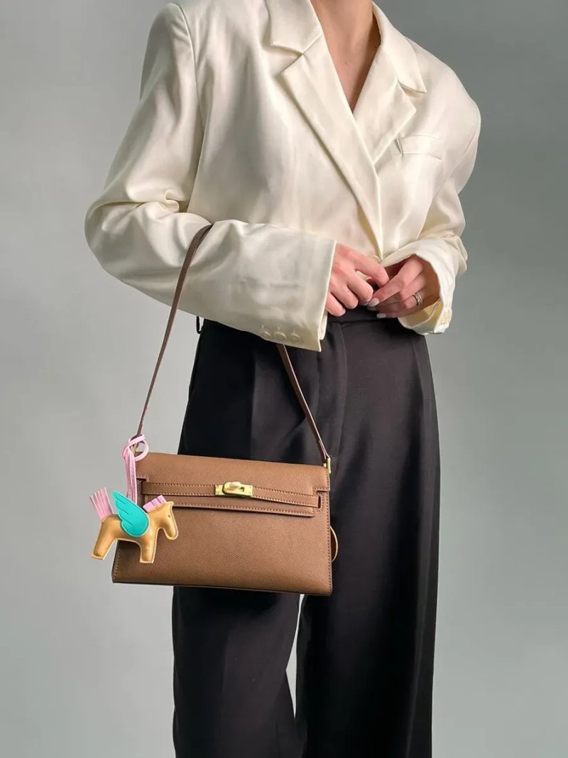 Сумка жіноча Hermes Kelly Pochette Brown/Gold копія 1:1 — фото 5