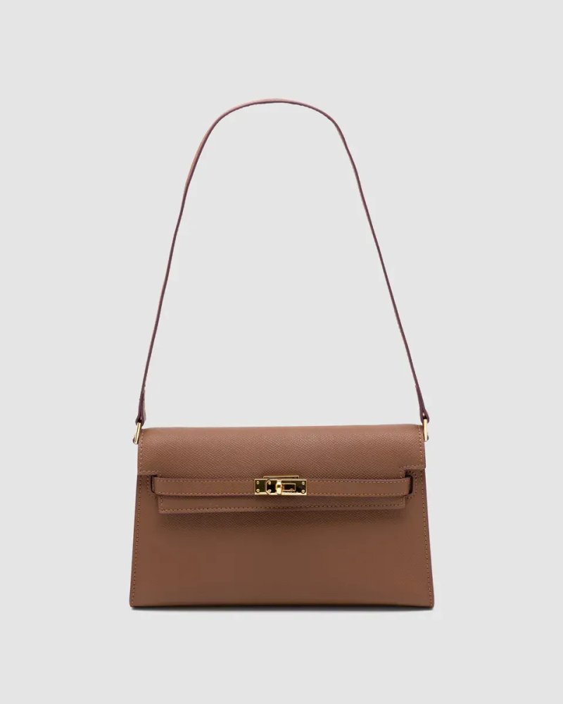 Сумка жіноча Hermes Kelly Pochette Brown/Gold копія 1:1 — фото 2