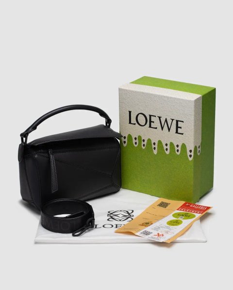 Сумка жіноча Loewe Paula's Ibiza Puzzle Bag In Classic Calfskin Black копія 1:1