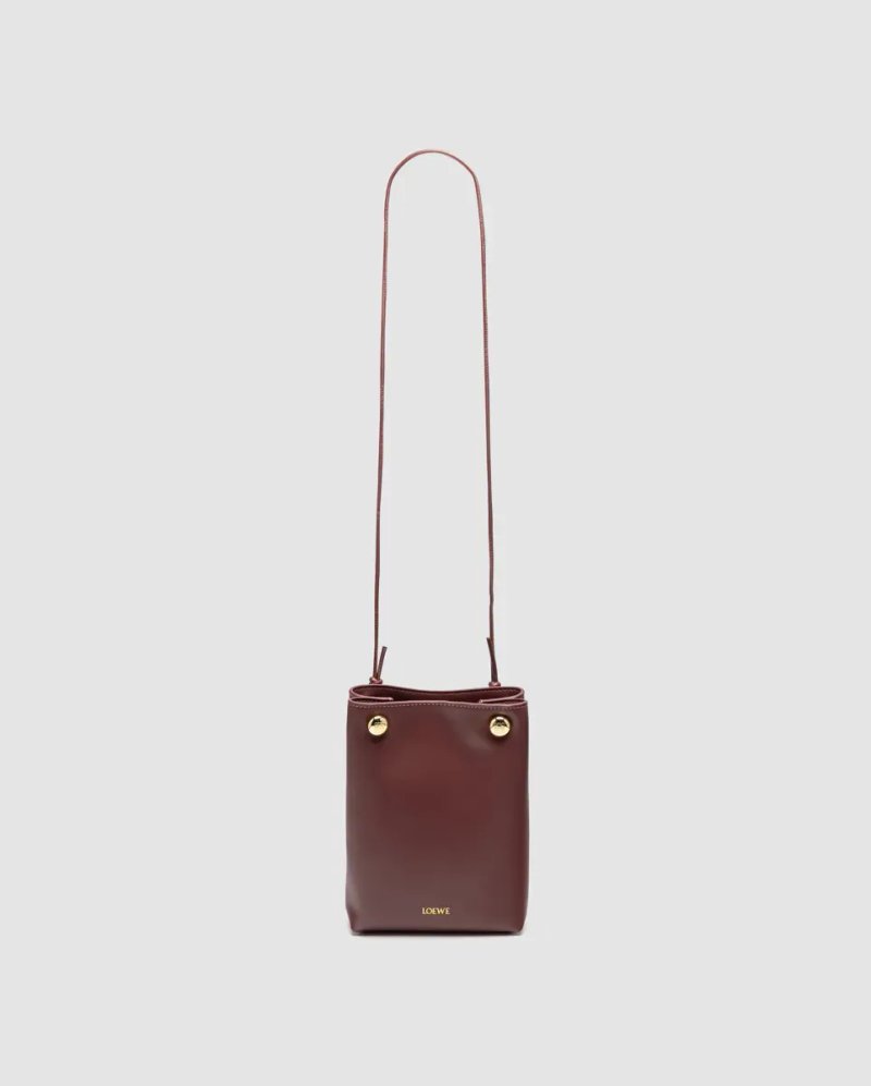 Сумка жіноча Loewe Pebble Pouch in Smooth Calfskin Burgundy копія 1:1 — фото 2