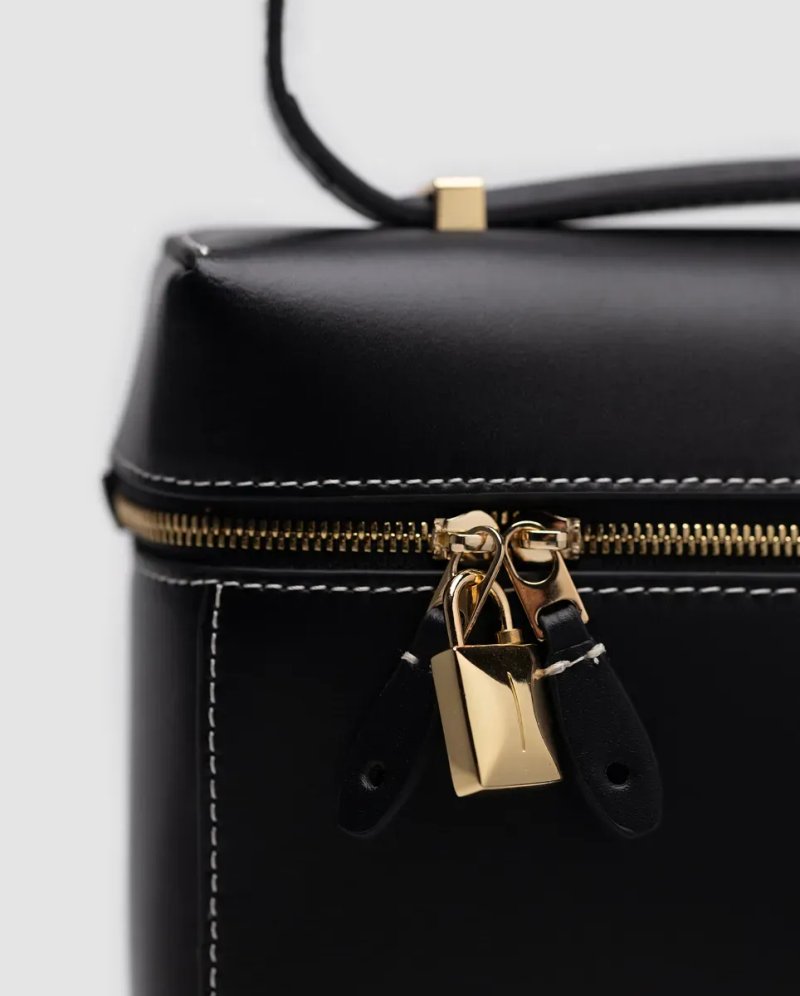 Сумка жіноча Loro Piana Extra Bag L23 Black Leather копія 1:1 — фото 3
