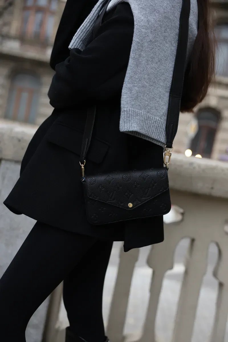 Сумка жіноча Louis Vuitton Félicie Pochette Bag Monogram Empreinte Leather Black копія 1:1 — фото 7