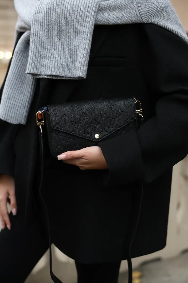 Сумка жіноча Louis Vuitton Félicie Pochette Bag Monogram Empreinte Leather Black копія 1:1 — фото 8