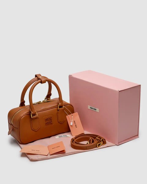 Сумка жіноча Miu Miu Arcadie Leather Bag Ginger копія 1:1