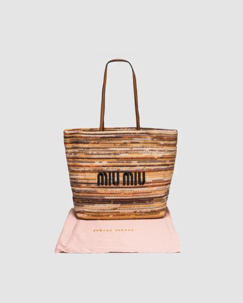 Сумка жіноча Miu Miu Crochet Tote Bag Brown копія 1:1