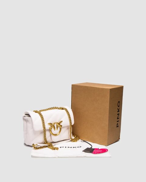 Сумка жіноча Pinko Baby Love Bag Puff Maxi Quilt White/Gold копія 1:1