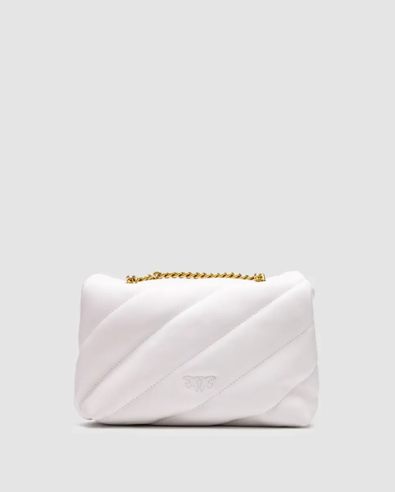 Сумка жіноча Pinko Baby Love Bag Puff Maxi Quilt White/Gold копія 1:1 — фото 3