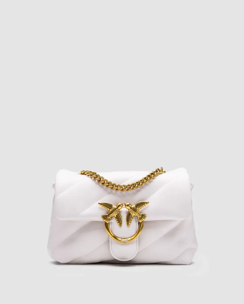 Сумка жіноча Pinko Baby Love Bag Puff Maxi Quilt White/Gold копія 1:1 — фото 2