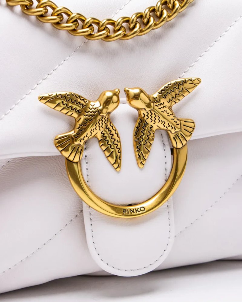Сумка жіноча Pinko Baby Love Bag Puff Maxi Quilt White/Gold копія 1:1 — фото 5