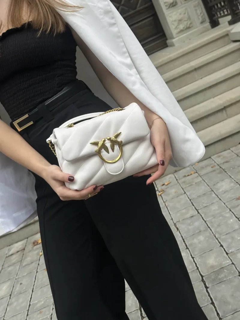 Сумка жіноча Pinko Baby Love Bag Puff Maxi Quilt White/Gold копія 1:1 — фото 6