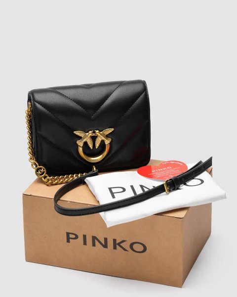 Сумка жіноча Pinko Mini Love Bag Click Big Chevron Black копія 1:1