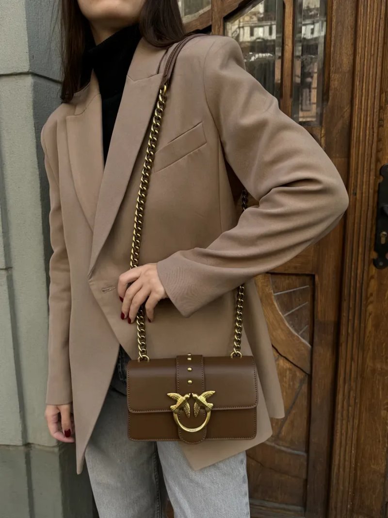 Сумка жіноча Pinko Mini Love Bag One Simply Brown/Gold копія 1:1 — фото 5