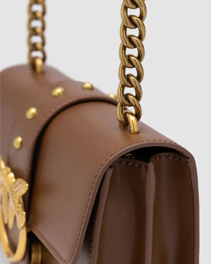 Сумка жіноча Pinko Mini Love Bag One Simply Brown/Gold копія 1:1 — фото 3