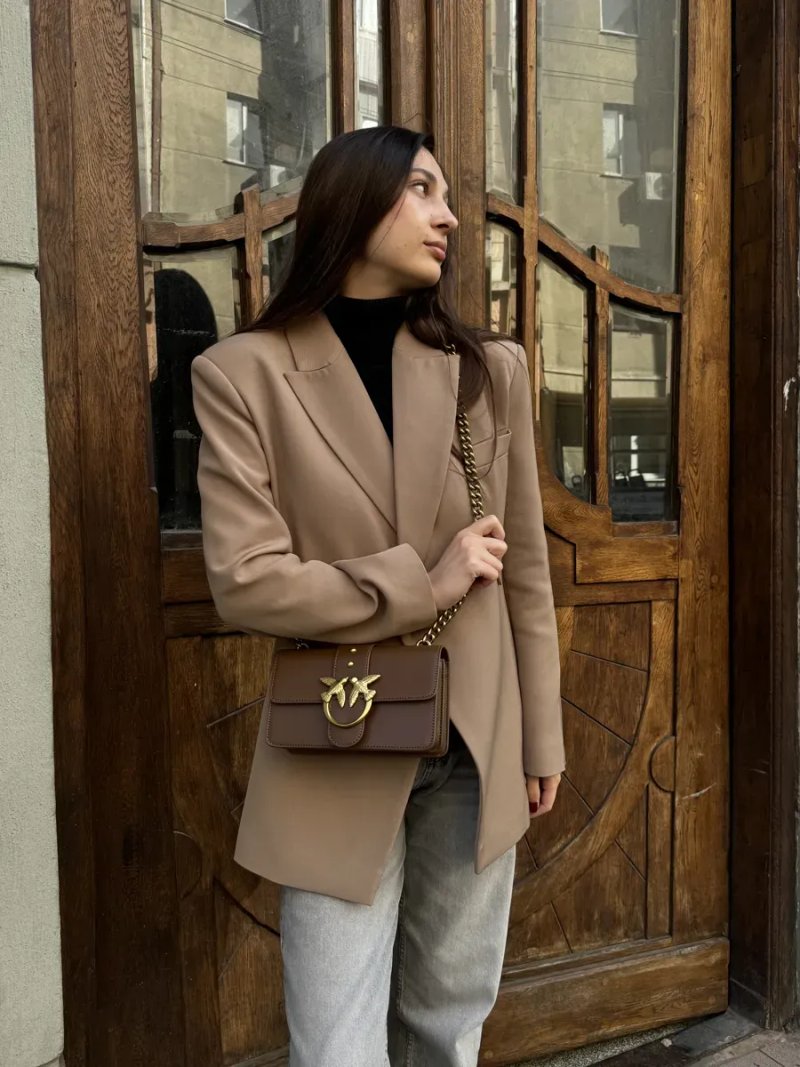 Сумка жіноча Pinko Mini Love Bag One Simply Brown/Gold копія 1:1 — фото 6