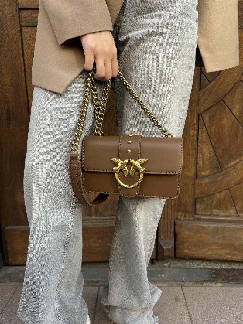 Сумка жіноча Pinko Mini Love Bag One Simply Brown/Gold копія 1:1 — фото 7