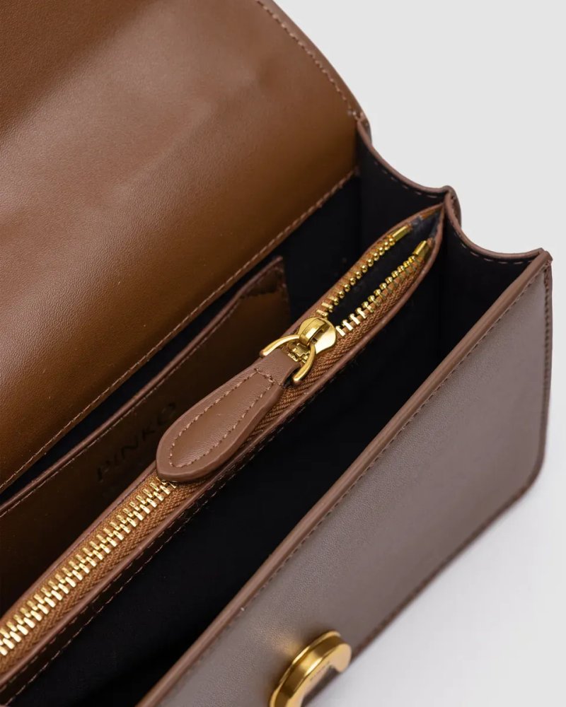 Сумка жіноча Pinko Mini Love Bag One Simply Brown/Gold копія 1:1 — фото 4