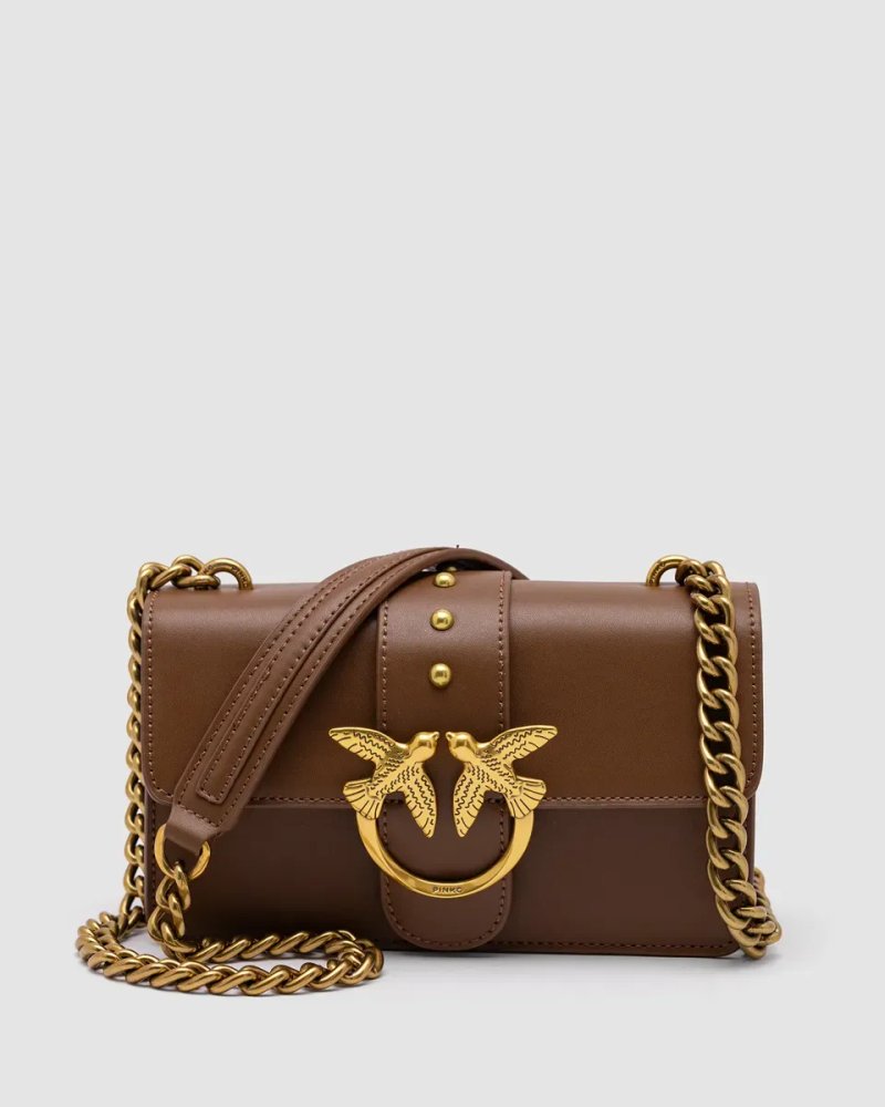 Сумка жіноча Pinko Mini Love Bag One Simply Brown/Gold копія 1:1 — фото 2