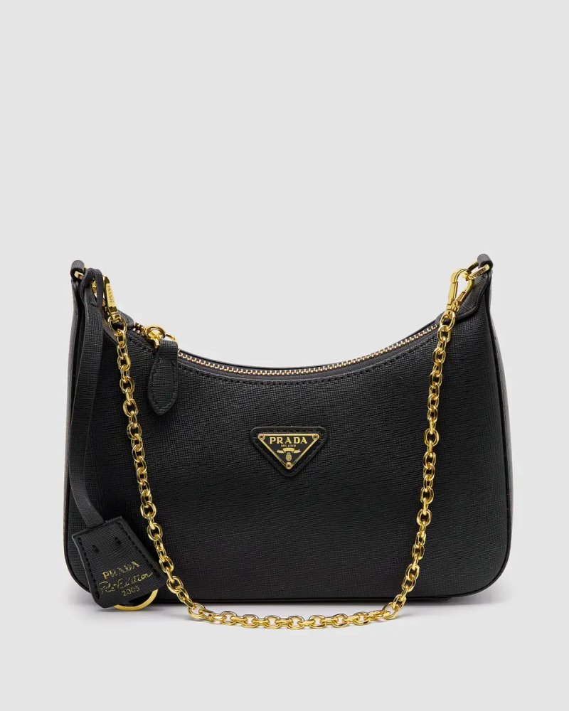 Сумка жіноча Prada Re-Edition 2005 Saffiano Leather Bag Black копія 1:1 — фото 2