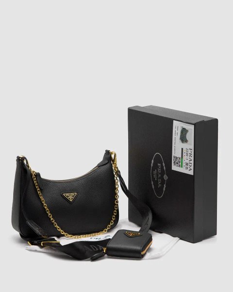 Сумка жіноча Prada Re-Edition 2005 Saffiano Leather Bag Black копія 1:1