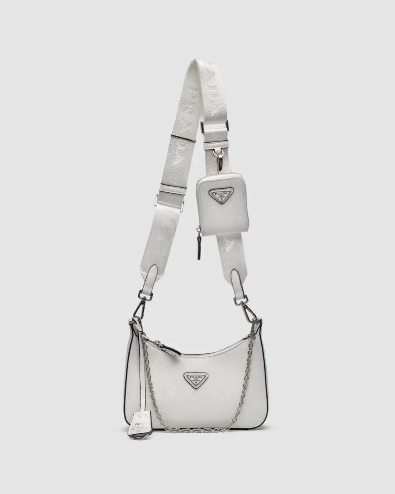 Сумка жіноча Prada Re-Edition 2005 Saffiano Leather Bag White копія 1:1 — фото 3
