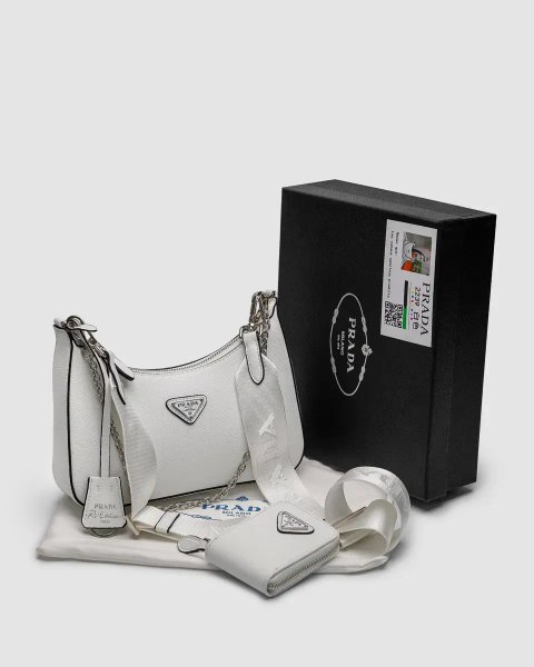 Сумка жіноча Prada Re-Edition 2005 Saffiano Leather Bag White копія 1:1