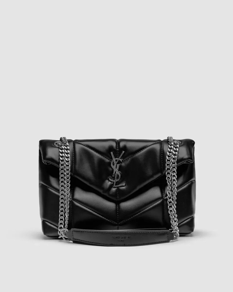 Сумка жіноча Saint Laurent Puffer Small in Nappa Leather Black/Silver копія 1:1 — фото 2