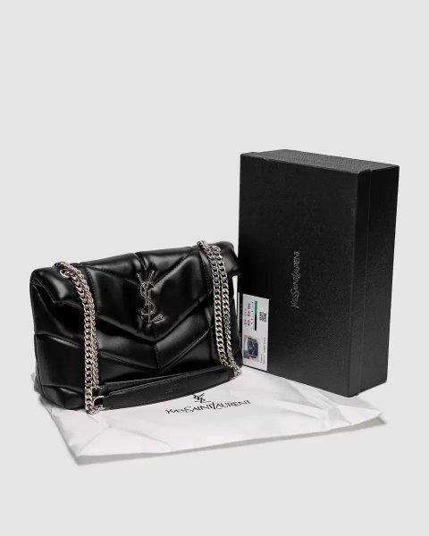 Сумка жіноча Saint Laurent Puffer Small in Nappa Leather Black/Silver копія 1:1