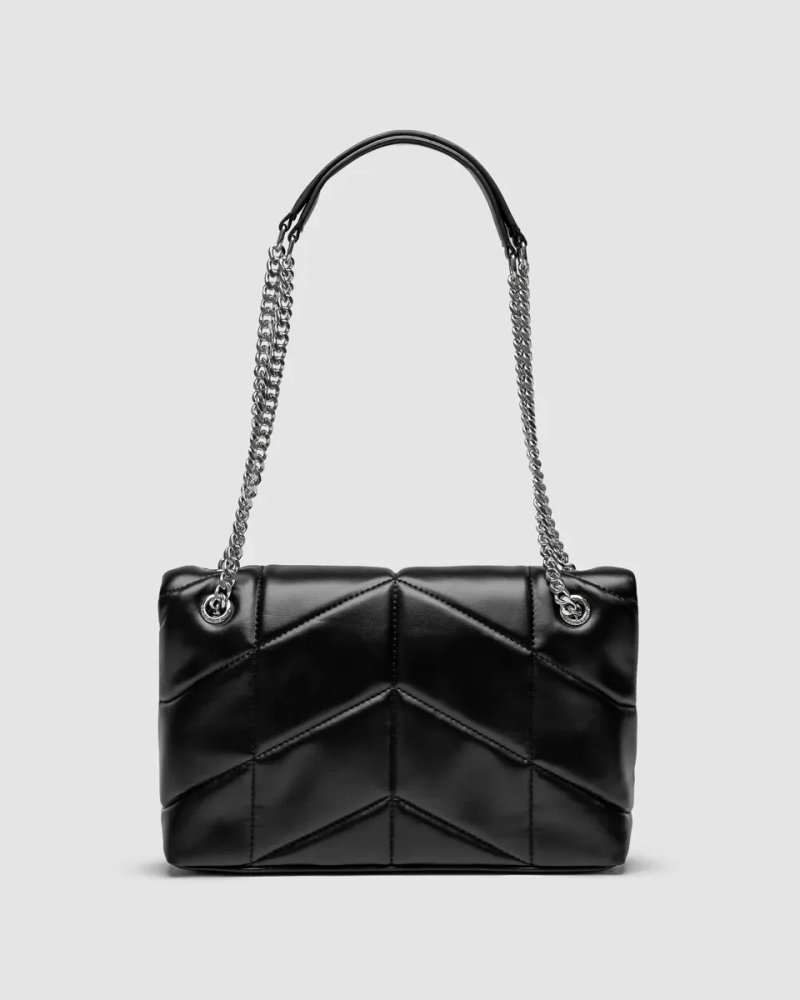 Сумка жіноча Saint Laurent Puffer Small in Nappa Leather Black/Silver копія 1:1 — фото 3
