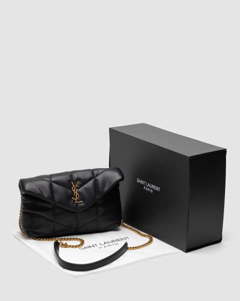 Сумка жіноча Saint Laurent Puffer Small in Nappa Leather Gold Chain копія 1:1