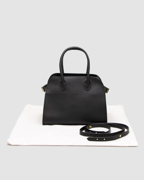 Сумка жіноча The Row Soft Margaux 26 Bag in Leather Black/Gold копія 1:1