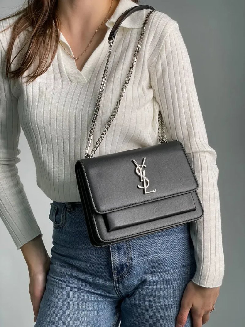 Сумка жіноча Yves Saint Laurent Medium Sunset in Smooth Leather Black/Silver копія 1:1 — фото 5