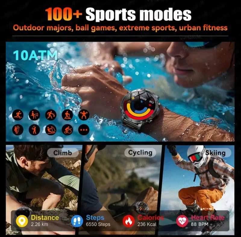 Тактические смарт часы 1400mAh,GPS, NFC, Compass, Amoled. — фото 4