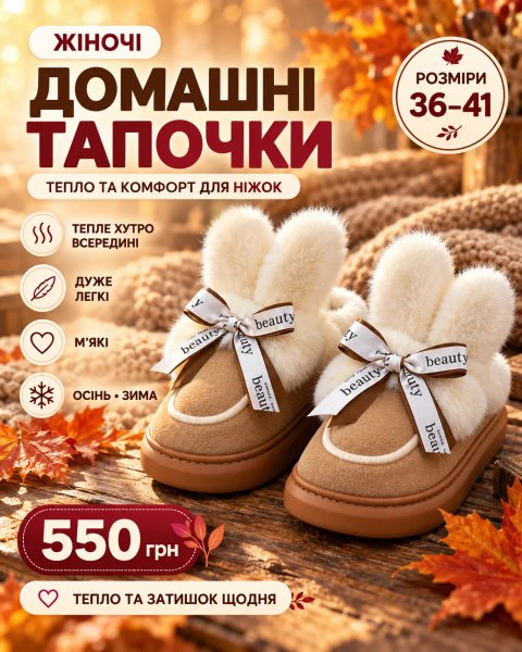 Теплі тапочки на зиму