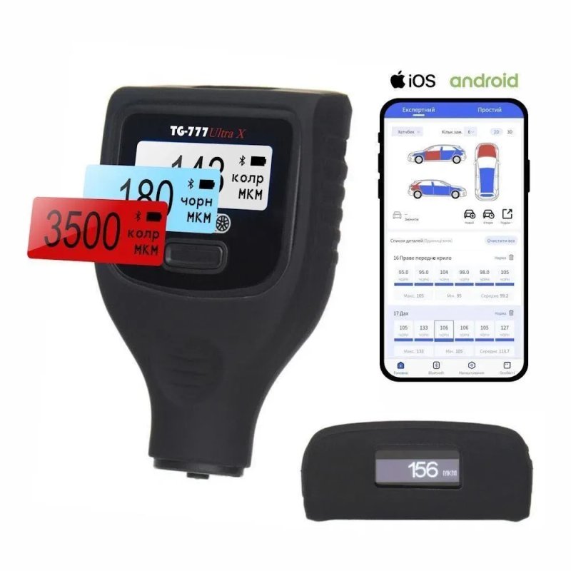 ‼️Товщиномір фарби Profiline TG-777 Ultra X (6000мкм, Fe/Zn/NFe/Putty, Android/iOS) — фото 7