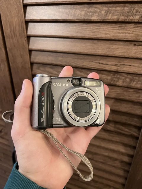 Цифровий фотоапарат Canon PowerShot A710 IS Siliver (CCD/6x IS/Батарейки АА) Стан нового!