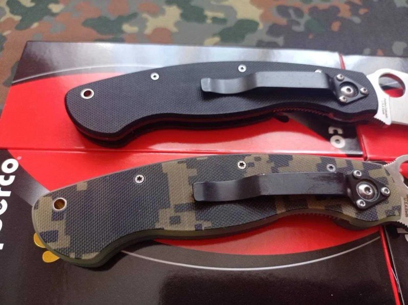 Туристичний складний ніж Spyderco Military PA60-BK Black/Multicam 24см,тактичний похідний кемпінговий ніж з кліпсою,замок Liner Lock — фото 5