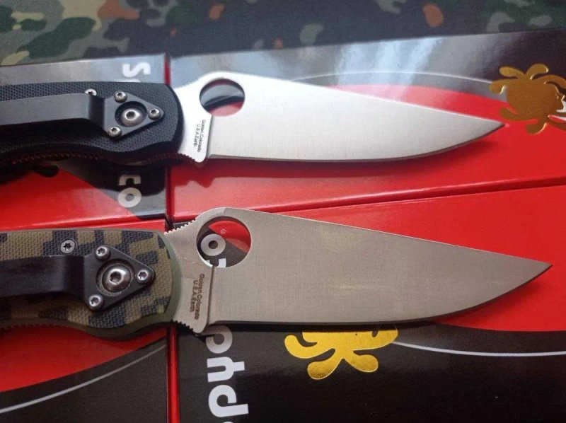 Туристичний складний ніж Spyderco Military PA60-BK Black/Multicam 24см,тактичний похідний кемпінговий ніж з кліпсою,замок Liner Lock — фото 6