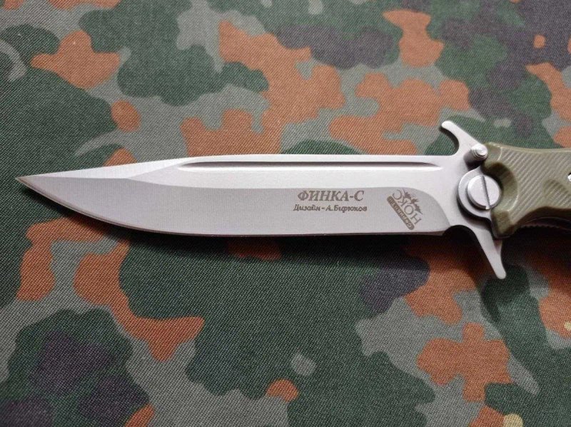 Туристичний складний викидний ніж Нокс Финка-С Green 26.5см,тактичний похідний ніж Нокс Фінка,кліпса та отвір під темляк — фото 3