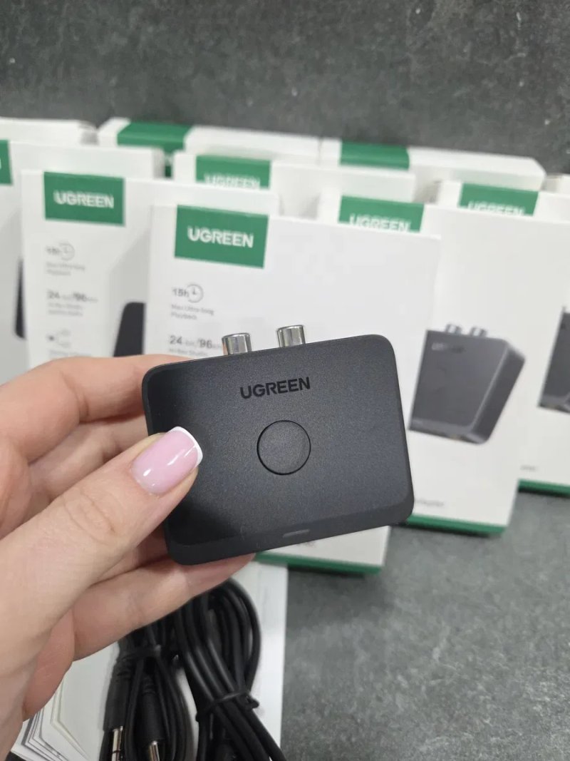Ugreen BT505 Bluetooth 6.0 BT505 Hi-Res Audio LDAC приймач адаптер для авто, стереосистеми, навушників, мобільного телефону 15 годин 24bit/96kHz Black — фото 4