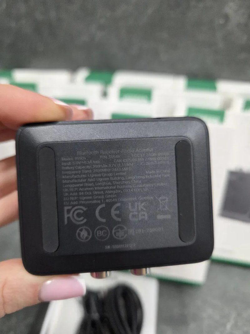 Ugreen BT505 Bluetooth 6.0 BT505 Hi-Res Audio LDAC приймач адаптер для авто, стереосистеми, навушників, мобільного телефону 15 годин 24bit/96kHz Black — фото 7