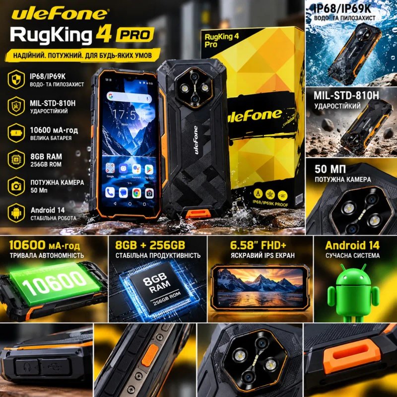 Ulefone RugKing 4 Pro — захищений смартфон для військових та польових умов — фото 3